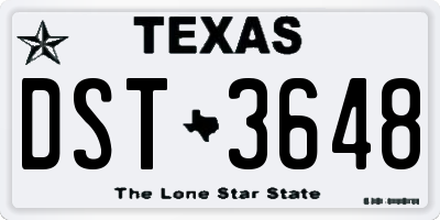 TX license plate DST3648