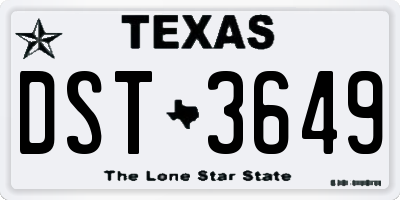 TX license plate DST3649