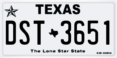 TX license plate DST3651