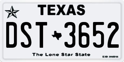 TX license plate DST3652