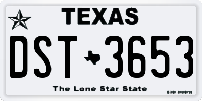 TX license plate DST3653