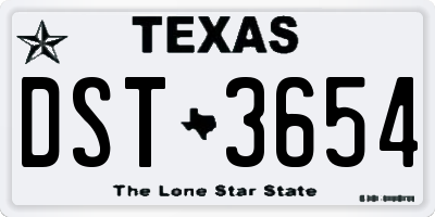 TX license plate DST3654