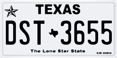 TX license plate DST3655