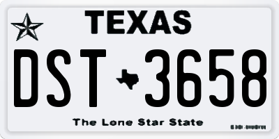 TX license plate DST3658