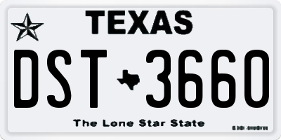 TX license plate DST3660