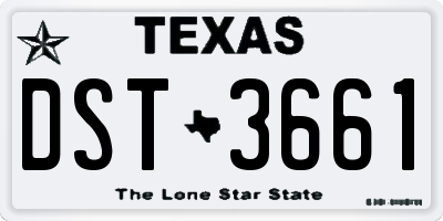 TX license plate DST3661