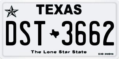 TX license plate DST3662