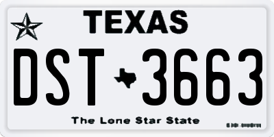 TX license plate DST3663