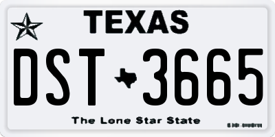 TX license plate DST3665