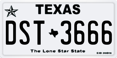 TX license plate DST3666