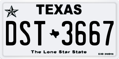 TX license plate DST3667