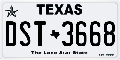 TX license plate DST3668