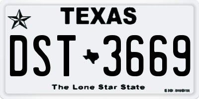 TX license plate DST3669