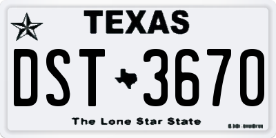 TX license plate DST3670
