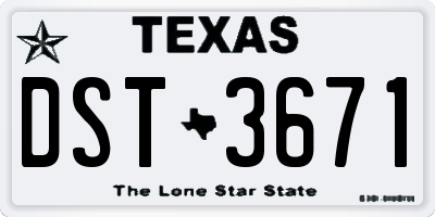 TX license plate DST3671