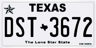 TX license plate DST3672