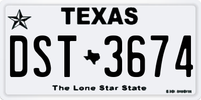 TX license plate DST3674