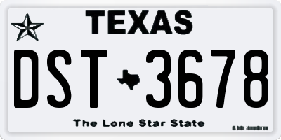 TX license plate DST3678