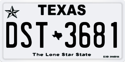 TX license plate DST3681