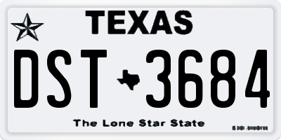TX license plate DST3684