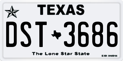 TX license plate DST3686