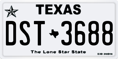 TX license plate DST3688