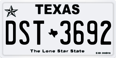 TX license plate DST3692