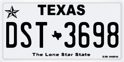 TX license plate DST3698