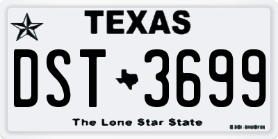 TX license plate DST3699