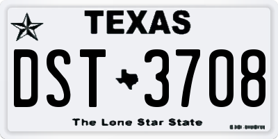 TX license plate DST3708