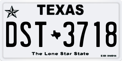 TX license plate DST3718