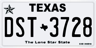 TX license plate DST3728