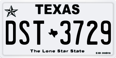 TX license plate DST3729