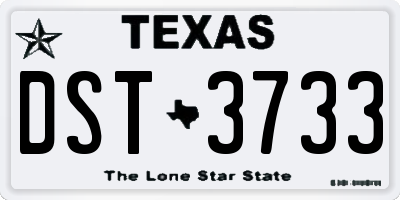 TX license plate DST3733