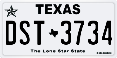 TX license plate DST3734