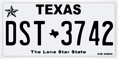 TX license plate DST3742
