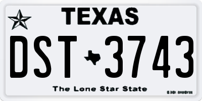 TX license plate DST3743