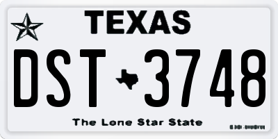 TX license plate DST3748
