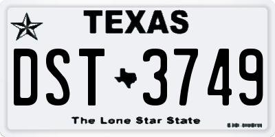 TX license plate DST3749