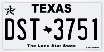 TX license plate DST3751