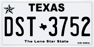 TX license plate DST3752