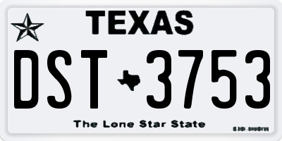 TX license plate DST3753