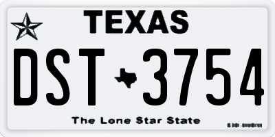 TX license plate DST3754