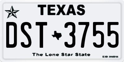 TX license plate DST3755