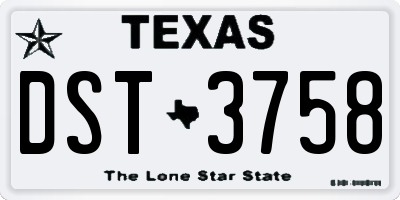 TX license plate DST3758