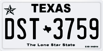 TX license plate DST3759