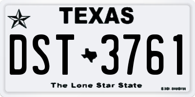 TX license plate DST3761