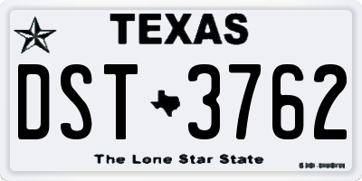 TX license plate DST3762