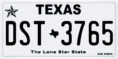 TX license plate DST3765