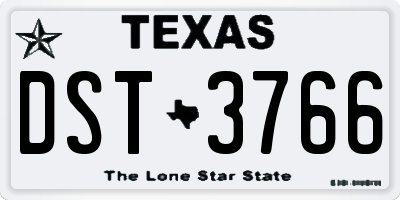 TX license plate DST3766